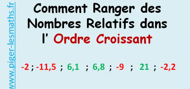 ranger des nombres relatifs dans l'ordre croissant