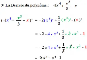 dérivée d'un polynome
