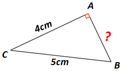 application théorème de Pythagore Calcul longueur de l' un des 2 côtés de l' angle droit