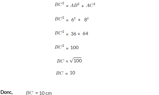 exercice corrigé 1 application du théorème de Pythagore pour Calculer une longueur dans un triangle rectangle 