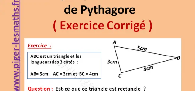 exercice corrigé sur la réciproque du theoreme de pythagore