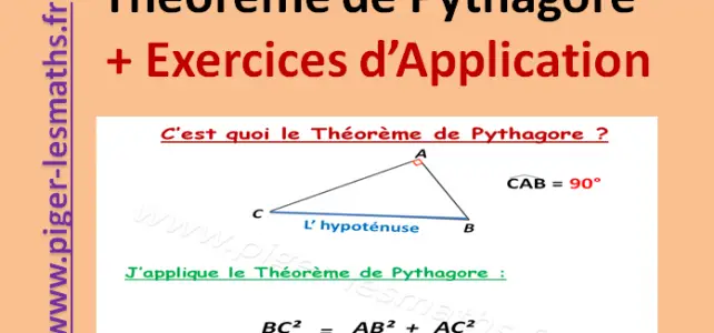 Théorème de Pythagore, triangle rectangle et hypoténuse