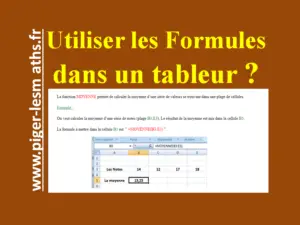 tableur et utilisation des formules