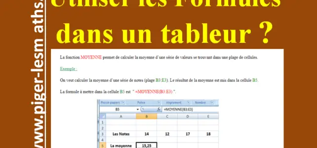 tableur et utilisation des formules