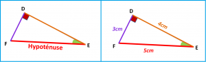exemple de triangle rectangle avec les longueurs des cotés