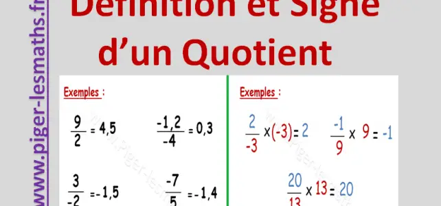 quotient : Définition et Signe d'un quotient