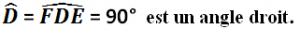 l'angle droit est égale à 90°