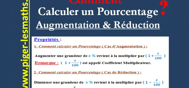 calcul pourcentage augmentation réduction