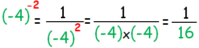 exemple puissance exposant négatif 4 puissance -2