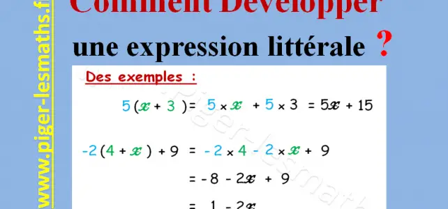 développer une expression littérale sur piger-lesmaths.fr