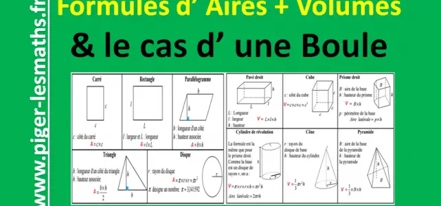 aire et volume formule du volume d'une boule et l'aire d' une sphère