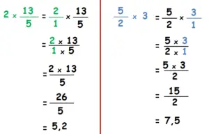 explication du calcul des deux exemples sur le produit d'un nombre par un quotient