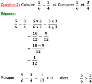 l'ordre et comment comparer deux fractions