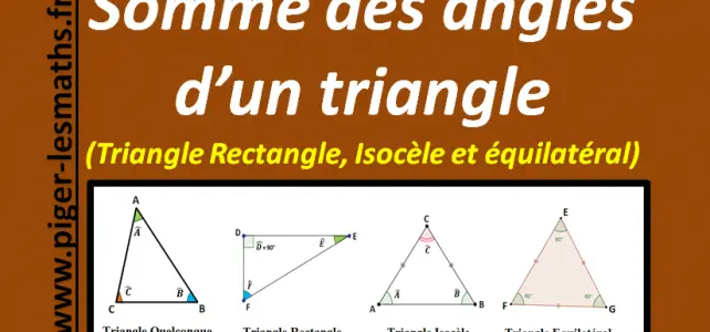 somme des angles d'un triangle est égale à 180 degré