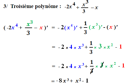 comment calculer la dérivée d'un polynôme