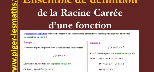 Ensemble de définition de la racine carrée d’ une fonction