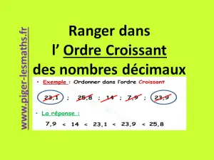 ranger dans l' ordre croissant des nombres décimaux