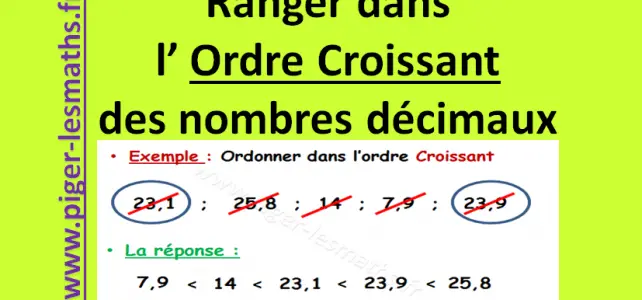 ranger dans l' ordre croissant des nombres décimaux