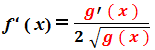 formule dérivée racine carrée d' une fonction