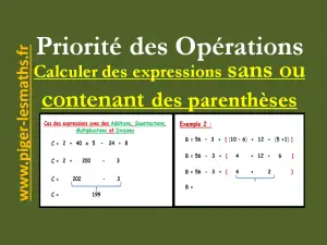 priorité des opérations et expressions sans ou contenant des parenthèses