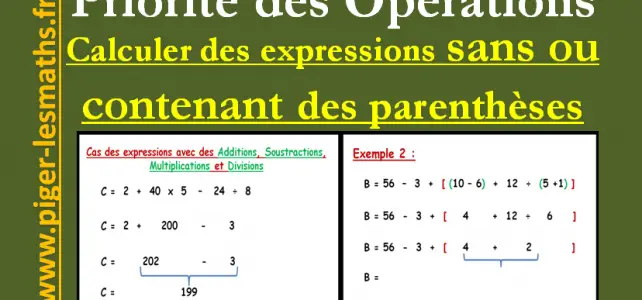 priorité des opérations et expressions sans ou contenant des parenthèses