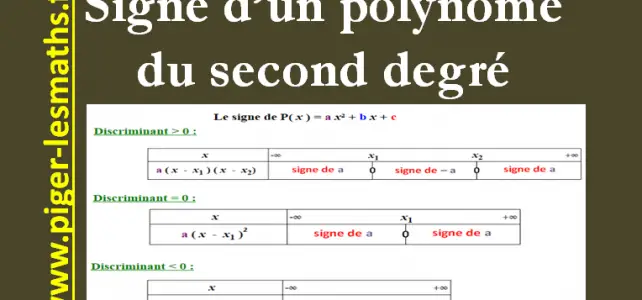 signe d'un polynôme du second degré