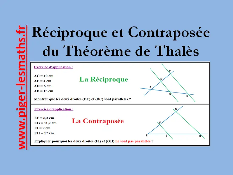 Réciproque du théorème de Thalès et sa Contraposée ...