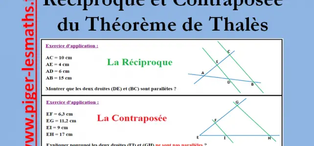 cours en vidéo sur la réciproque du théorème de thalès et sa contraposée