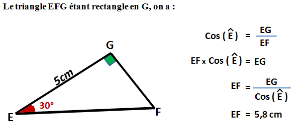 calcul longueur à l'aide du cosinus