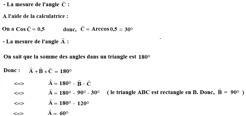 calculer le cosinus et sa fonction réciproque