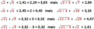 addition et soustraction de racine carrée