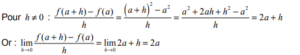 fonction carrée calcul dérivée tableau de dérivées usuelles