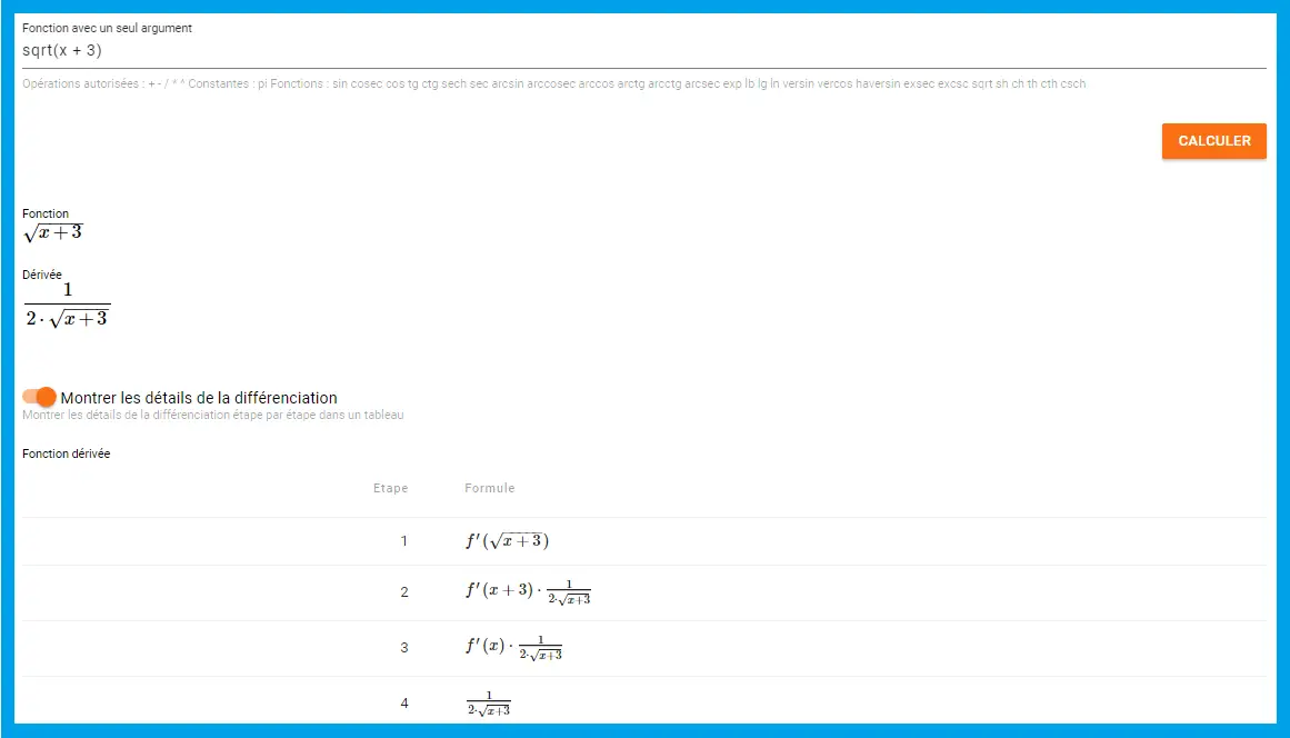 racine carrée d'une fonction calcul de dérivée en ligne lycée