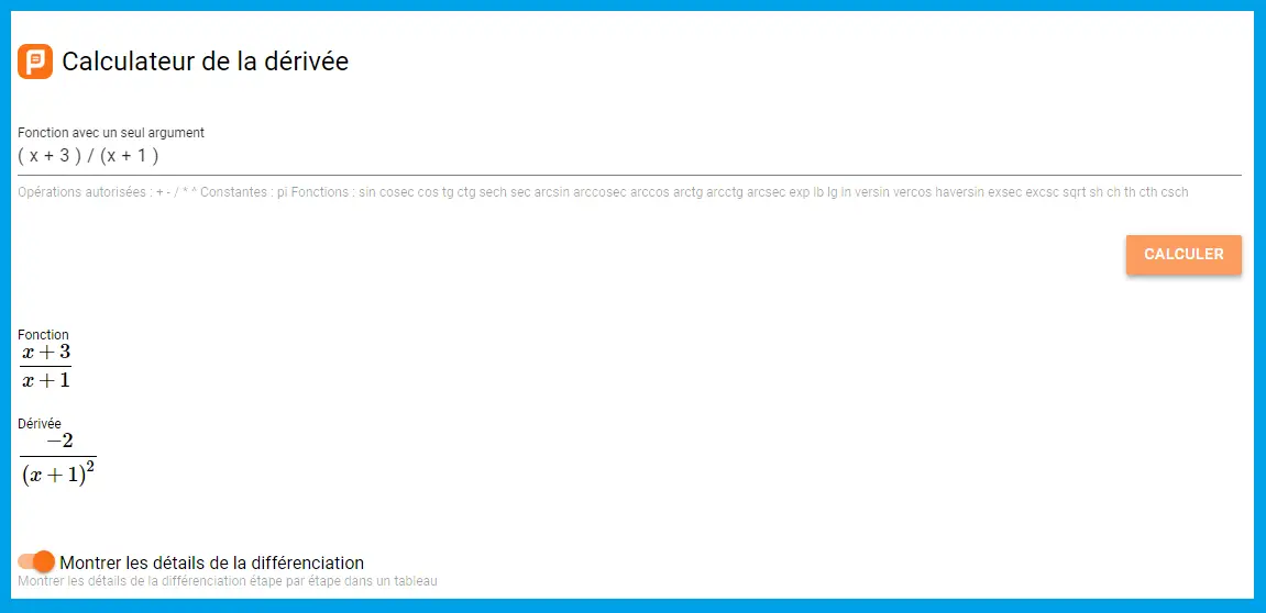 calcul de dérivée en ligne piger-lesmaths.fr