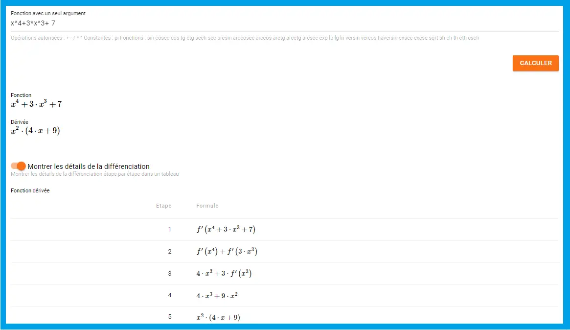 polynôme calcul de dérivée en ligne lycée