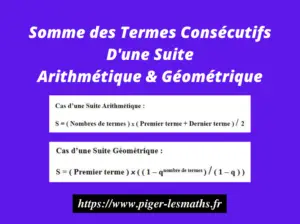 Somme des termes consécutifs d'une suite, pigerlesmaths