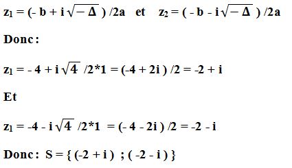 Résolution d' équation du second degré dans ℂ nombres complexes discriminant négatif exercice corrigé