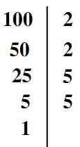 décomposer en produit de Facteurs Premiers le nombre entier naturel 100